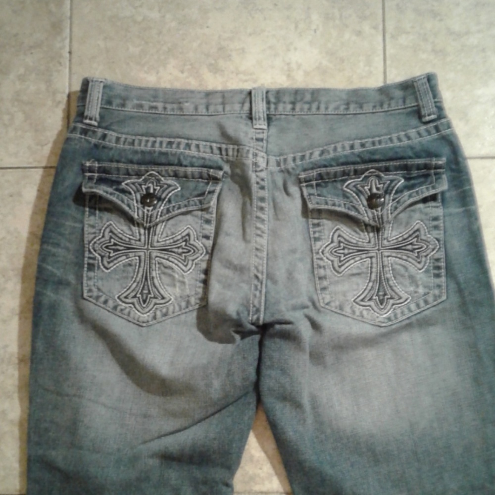DECREE Cross Jeans Destroyed Mens 36S Unhemmed